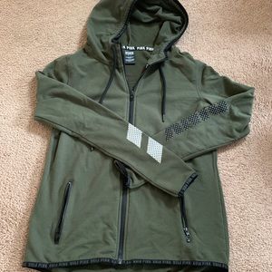 PINK Victoria's Secret Dark Green Hoodie with Black Accents